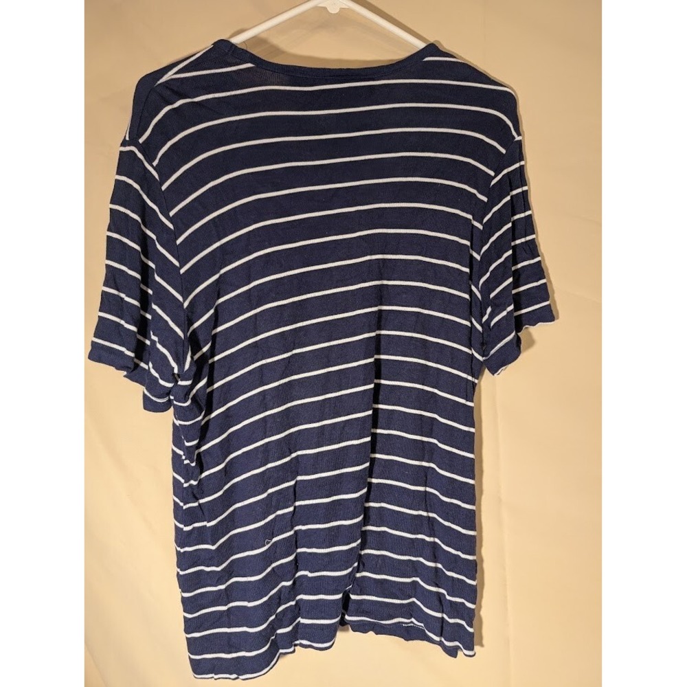 Sag Harbor Woman Striped T-Shirt Blue White 1X Short Sleeve Rayon Blend - Picture 2 of 3